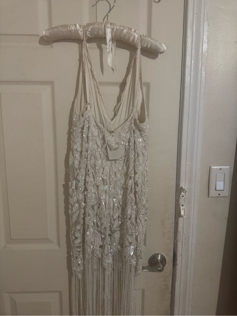 ASOS Ivory Beaded Fringe Mini Dress